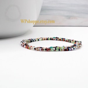 Winsome ~ Seed bead and crystal wrap beaded bracelet. Boho layering anklet or necklace.