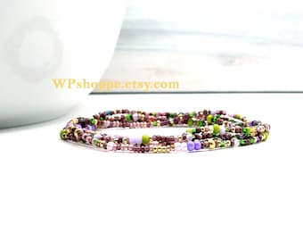 Boho Seed Bead Wrap Bracelet: Rum Raisin, Multi-Wrap Necklace Anklet