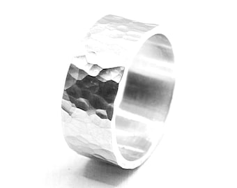 Wide Hammered Sterling Silver Band | Handmade Thumb Ring