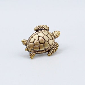 Brass Sea Turtle Tie Tac, Lapel Pin, Turtle Brooch, Gift for Him, Sea Turtle Tie Tack, Beach Accessory, Unisex Pin image 1