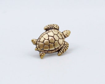 Brass Sea Turtle Tie Tac, Lapel Pin, Turtle Brooch, Gift for Him, Sea Turtle Tie Tack, Beach Accessory, Unisex Pin