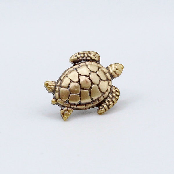 Brass Sea Turtle Tie Tac, Lapel Pin, Turtle Brooch, Gift for Him, Sea Turtle Tie Tack, Beach Accessory, Unisex Pin