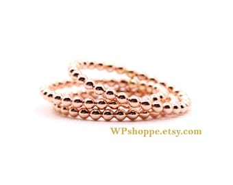 Rose gold fill bead eternity ring. Beaded stacker ring. Minimalist wedding band.