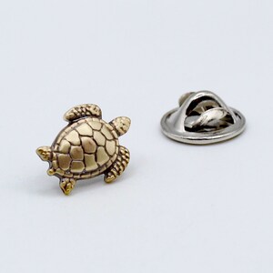 Brass Sea Turtle Tie Tac, Lapel Pin, Turtle Brooch, Gift for Him, Sea Turtle Tie Tack, Beach Accessory, Unisex Pin image 5