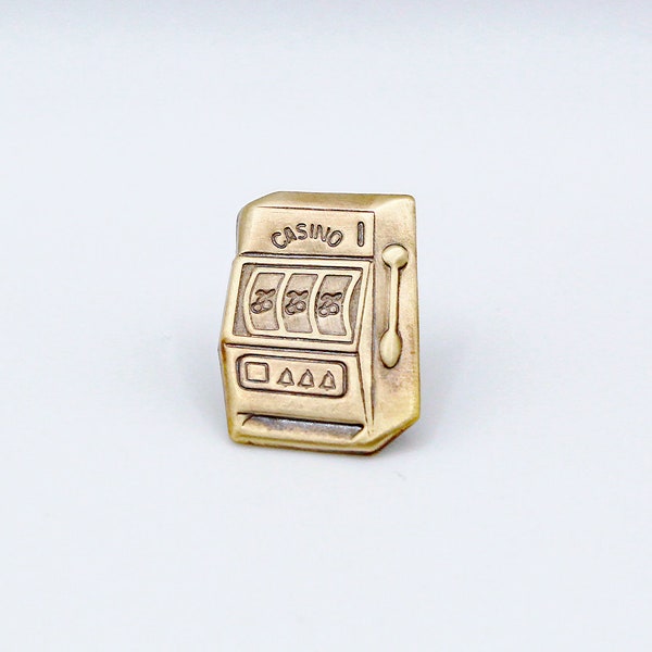 Brass Slot Machine Tie Tac, Lapel Pin, Las Vegas Brooch, Gift for Him, Casino Tie Tack, Good Luck Accessory, Unisex Pin, Casino Fun Pin
