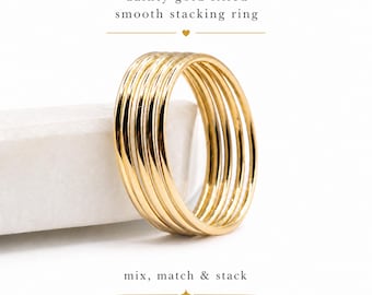 Ultra Thin Gold Filled Ring, Smooth Stacking Ring, Dainty 14k Gold Filled Band, Minimalist Ring, Midi Ring, Mix & Match Stack