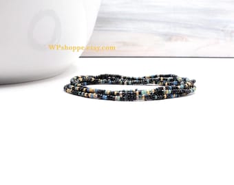 Firefly 5x wrap beaded bracelet. Bohemian layering bracelet can be worn as an anklet or necklace