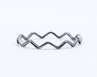 Ultra Thin Silver Wavy Ring Sterling Silver Chevron Stacking Ring Delicate Silver Wave Ring Dainty Zig Zag Ring