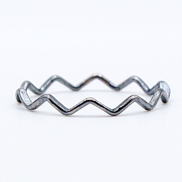 Ultra Thin Silver Wavy Ring Sterling Silver Chevron Stacking Ring Delicate Silver Wave Ring Dainty Zig Zag Ring