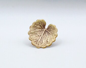 Brass lily pad tie tac, Lapel pin, Leaf brooch, Tie tack, Nature accessory, Scarf pin