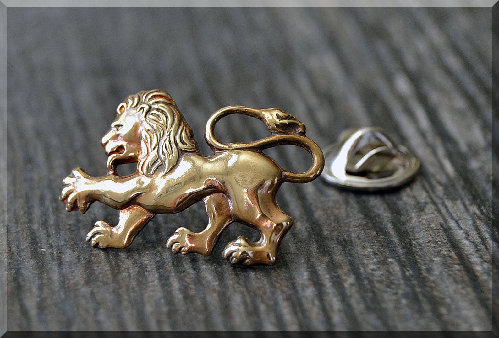 RTS Brass Lion Tie Tac Lapel Pin Animal Lover Brooch Gift Etsy