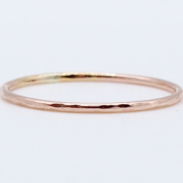 Ultra Thin 14K Rose Gold Filled Stacking Ring Hammered ring Stacking Ring Delicate Rose Gold Filled Ring Dainty Stacking Ring