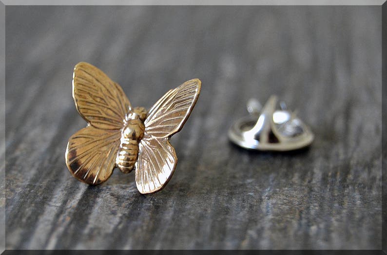 Brass Butterfly Tie Tac Lapel Pin Butterfly Brooch Gift for Etsy