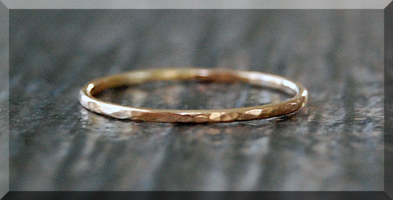 Ultra Thin 14k Gold Stacking Ring Hammered 14k gold filled Etsy