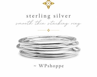 Sterling Silver Thin Stacking Ring 1mm Smooth Band, Dainty Stack Ring, Minimalist Silver Ring, Stackable Rings, Sold Single or Set
