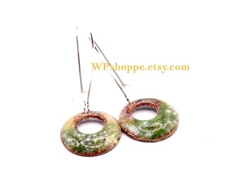 Gold Dusted Enamel Earrings: Earth Tone Sterling Silver Dangles
