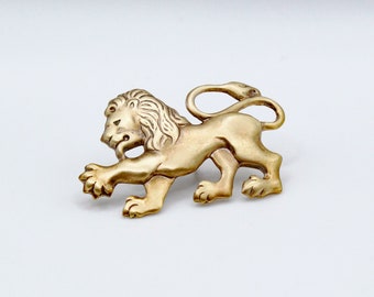 Messing Lion Tie Tac, Revers Pin, Animal Lover Broche, Cadeau voor hem, Leo Tie Tack, Zodiac Sign Leo Unisex Pin, Klaar om te verzenden