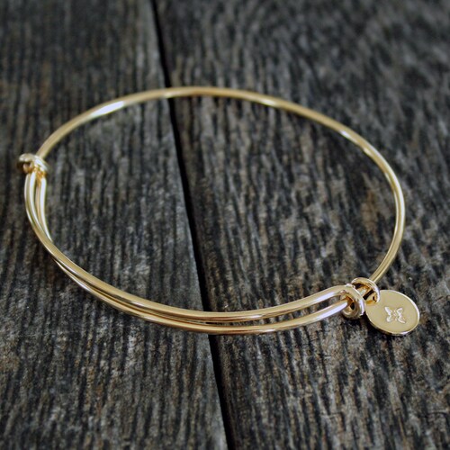 14kt Gold Filled Adjustable Bangle Bracelet Add a Charm Etsy