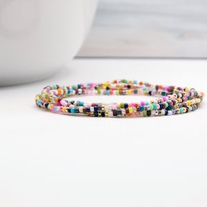 Beaded wrap bracelet. Summer Bouquet 5x glass bead wrap can be an anklet or bracelet.