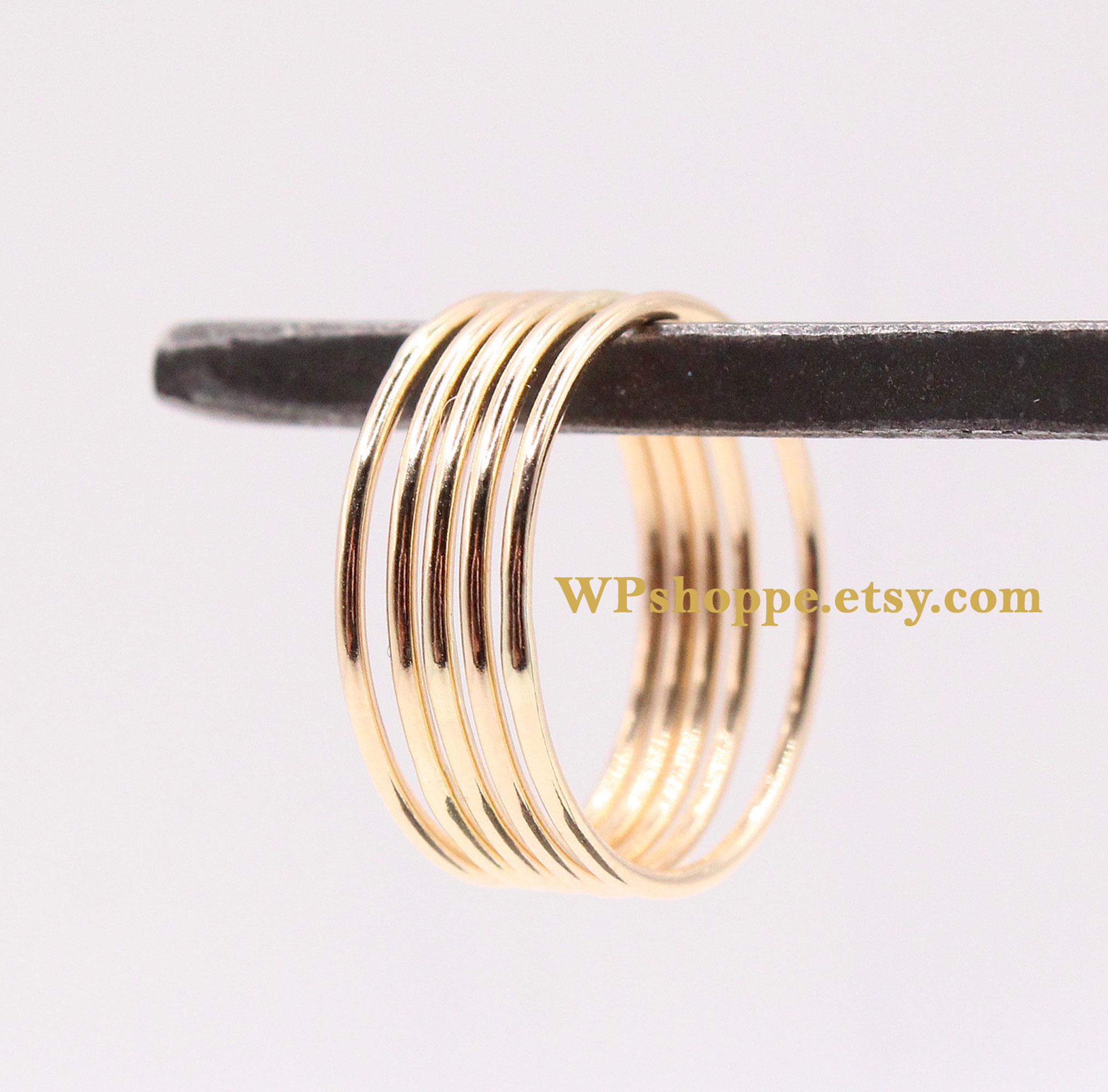 Smooth Skinny Gold Stacking Ring to Layer Across Your Fingers ...