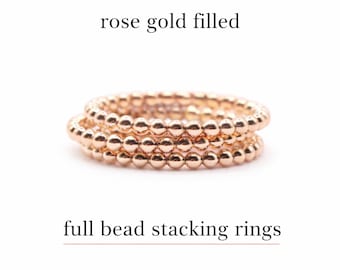 Rose Gold Filled Bead Ring 1.9mm | Full Bead Stacking Ring | Dainty Stack Ring | Minimalist Band | Gift for Her