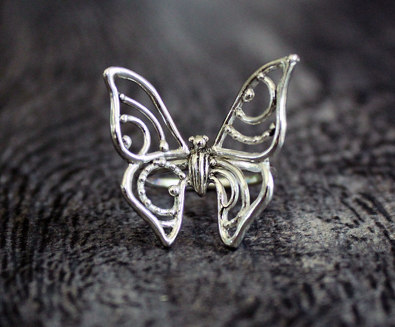 READY to Ship Sterling Silver Butterfly Statement Ring Etsy