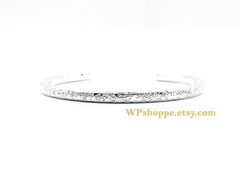 Chunky hammered recycled silver cuff bracelet. Solid sterling silver layering minimalist bangle. Heavy bohemian cuff bracelet for stacking.