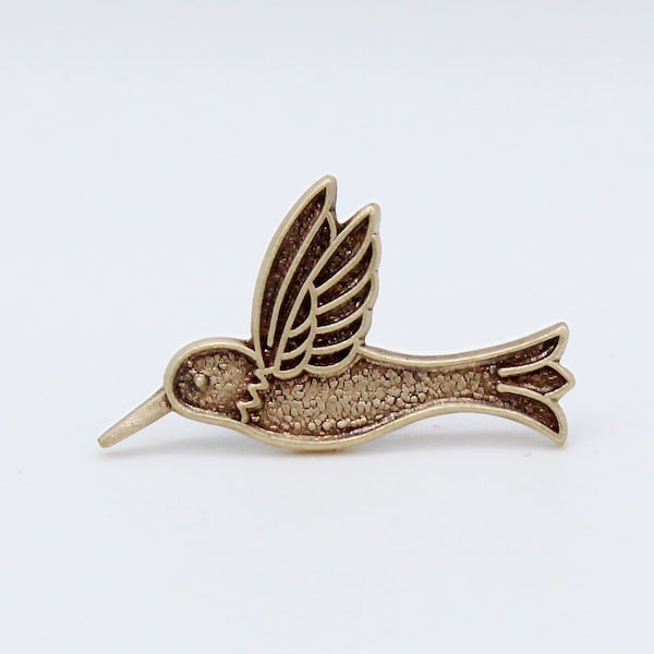 Brass Hummingbird Tie Tac, Bird Lapel Pin, Hummingbird Brooch, Gift for Him, Tie Tack, Bird Gift, Nature Lapel Pin