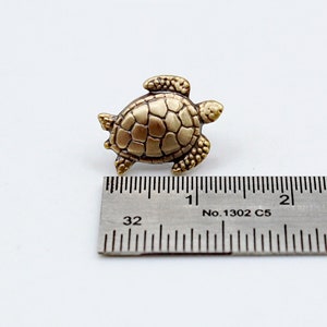 Brass Sea Turtle Tie Tac, Lapel Pin, Turtle Brooch, Gift for Him, Sea Turtle Tie Tack, Beach Accessory, Unisex Pin image 3