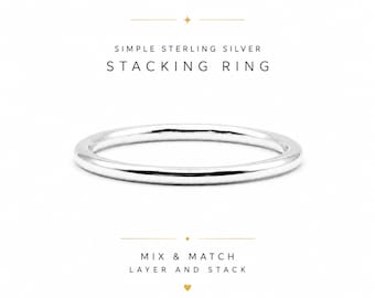 Anillo apilable de plata de ley / Banda fina y lisa / Anillo minimalista para combinar con otros anillos / Anillo de plata de 1,6 mm / Se vende por unidad o en conjunto.