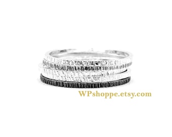 Ultra thin sterling silver twig ring. Bark texture ring. Minimalist faceted band.