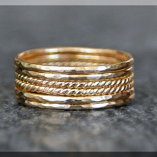 Ultra Thin Gold Filled Stacking Rings Set of 5 14K Gold Fill - Etsy