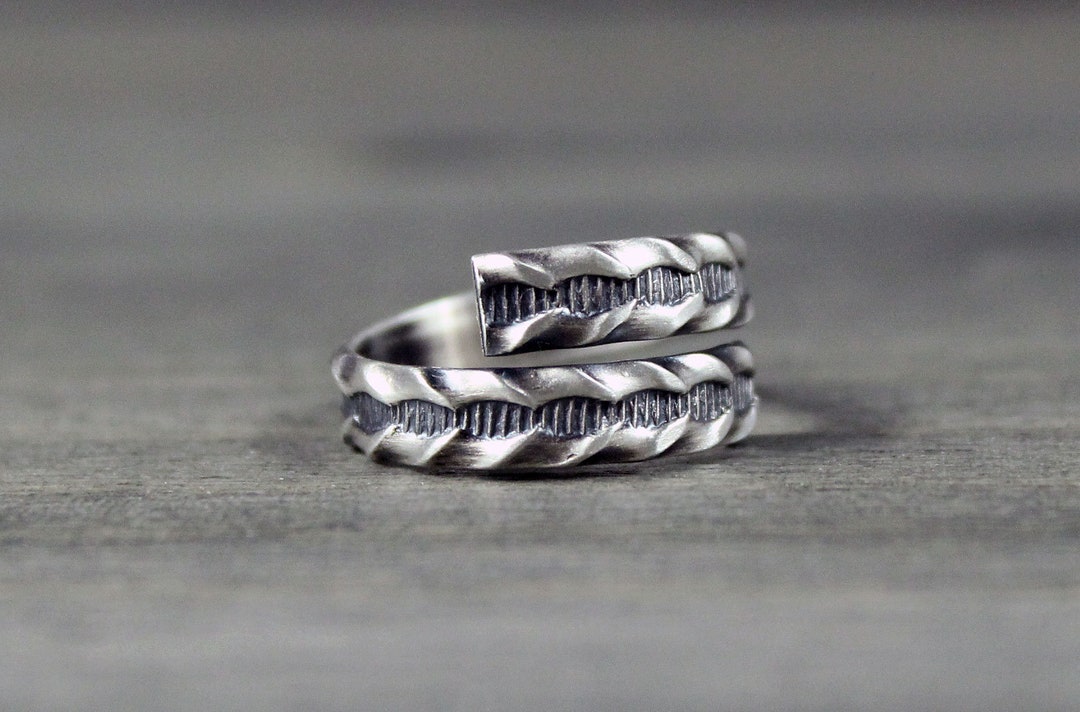 Sterling Silver Bypass Ring Braid Texture Wrap Ring Silver - Etsy