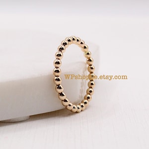 14k gold gilled full bead eternity ring, Bubble rings, Golds tacking band, Dot ring, Simple dottie ring, 2.3mm gold ball ring
