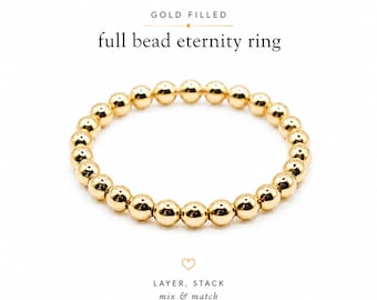 Gold Filled Bead Ring 2.3mm Dainty Stacking Ring Full Bead Eternity Band Minimalist Thumb Ring Bubble Dot Ring