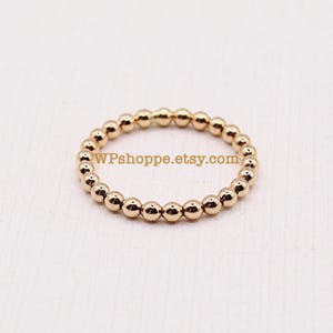 Minimalist gold beaded ring. Bauble dottie band. Stacking rings.