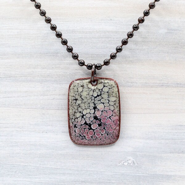 Pastel ombre enamel pendant Organic shades of green glass on pure copper Bohemian necklace gift idea Choose your chain length Ready to ship