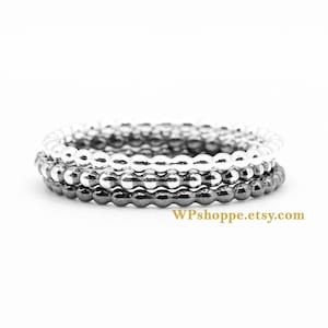 Sterling silver full bead stacking ring. Dot eternity band. Minimalist silver jewelry. Gift for her.