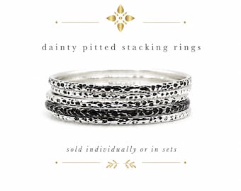 Sterling Silver Stacking Ring Dainty Hammered Band Ultra Thin 1mm Minimalist Stackable Ring Recycled Silver