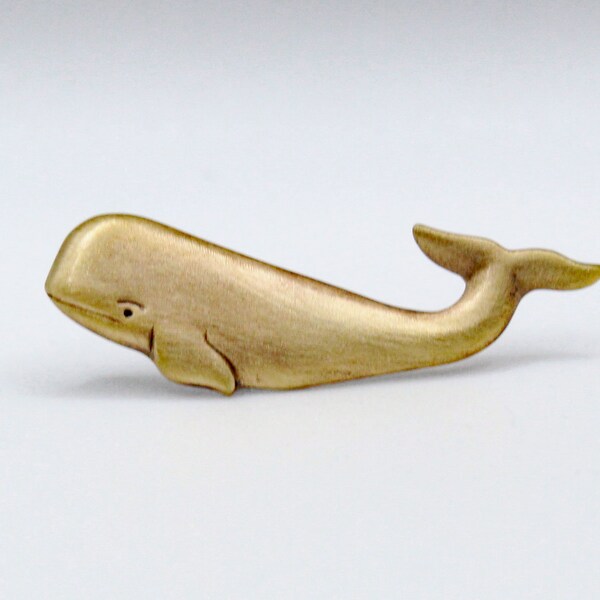 Brass Whale Tie Tac, Whale Lapel Pin, Ocean Brooch, Gift for Him, Tie Tack, Nautical Gift, Nautical Lapel Pin