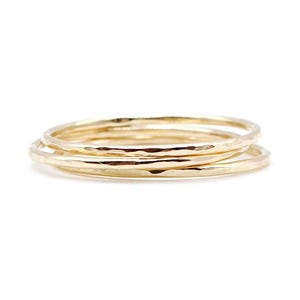 Dainty Set of 3 Gold Rings Ultra Thin 14k Gold Filled Hammered Rings Dainty Stacking Ring Set Thin Gold Rings