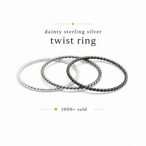 Dainty Sterling Silver Twist Ring, Ultra Thin Stacking Ring, 1mm Rope Band, Midi Ring, Minimalist Silver Ring