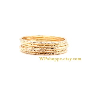 Set of 5 Gold Filled Stacking Rings - Pitted Texture, Thin 1mm Bands, Dainty Minimalist Jewelry, Handmade by WPshoppe