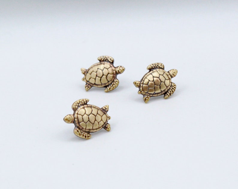 Brass Sea Turtle Tie Tac, Lapel Pin, Turtle Brooch, Gift for Him, Sea Turtle Tie Tack, Beach Accessory, Unisex Pin image 2