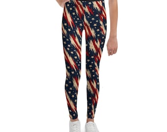 Jugend Leggings | Vintage Vaterländisches Muster | 4.Juli