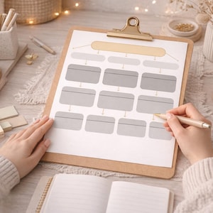 Può includere: Una persona scrive su un diagramma di flusso su un appunti. La scena comprende una tazza di caffè, un taccuino e articoli di cancelleria. La persona indossa un maglione color crema. L'ambientazione è una scrivania.