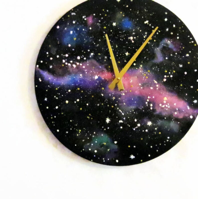 Celestial Wall Clock Galaxy Bedroom Clock Gift Idea Silent Wall Clock Eco Friendly Home Decor