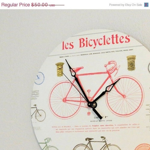 Sale, Large Wall Clock, Bicycle Decor, Bike Decor, Home and Living, Decor and Housewars, Home Decor,  Homespunsociety