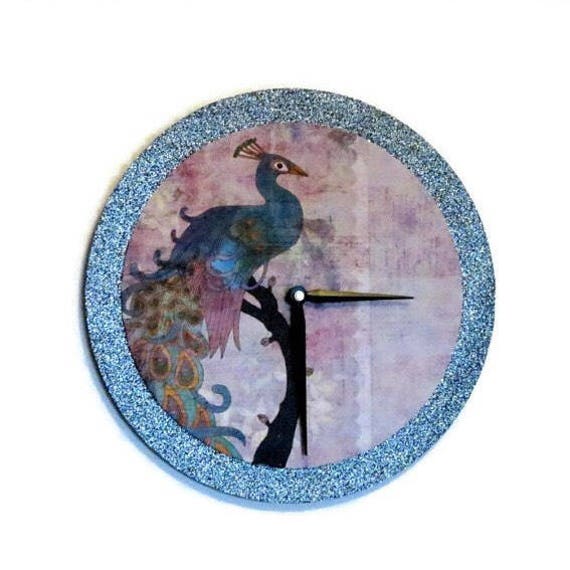 Items similar to Unique Wall Clock, Peacock Home Decor, Decor and