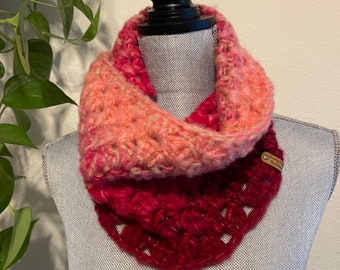 Bouquet The Day #3 Granny Square Crochet Cowl Infinity Eternity Neckwarmer Circle Scarf Handmade Gift Ready To Ship